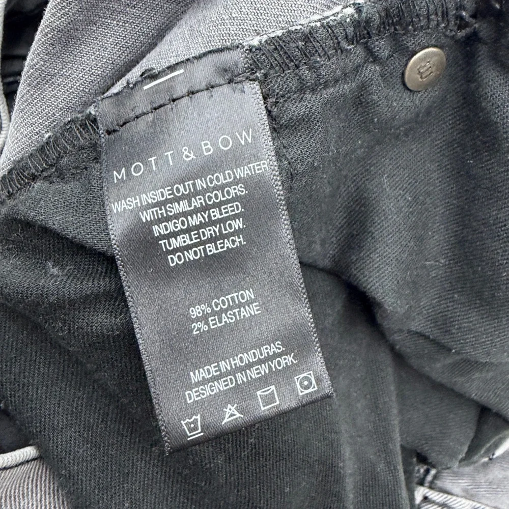 Mott & Bow Mens Slim Simon Gray Jeans 33x28 Shortened Cotton Stretch Denim